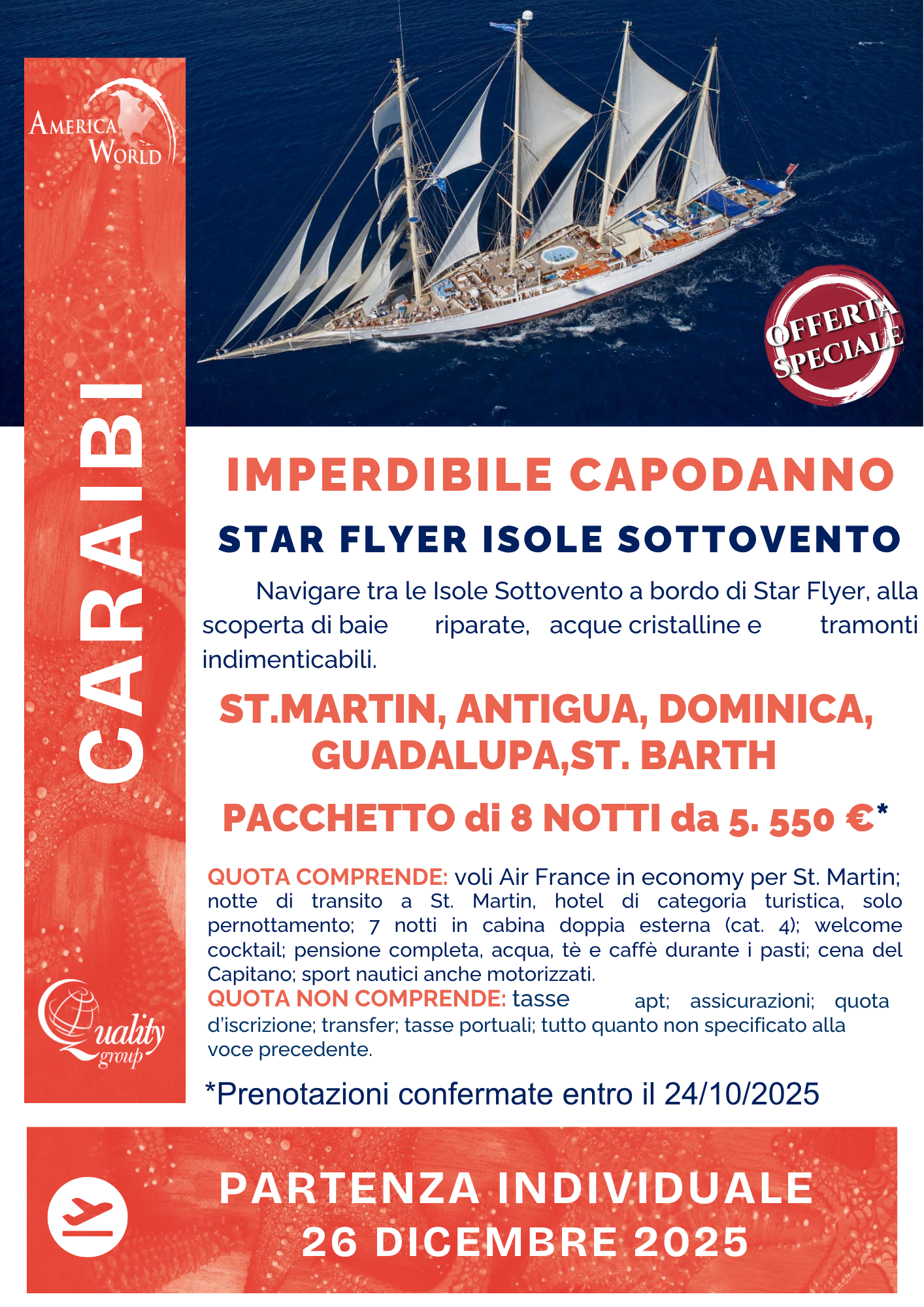 Locandina offerta di capodanno ai caraibi